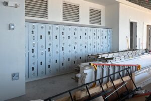 a photo of lockers